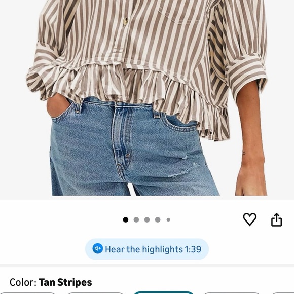 Striped Ruffle Hem Blouse - Gray - Picture 3 of 6